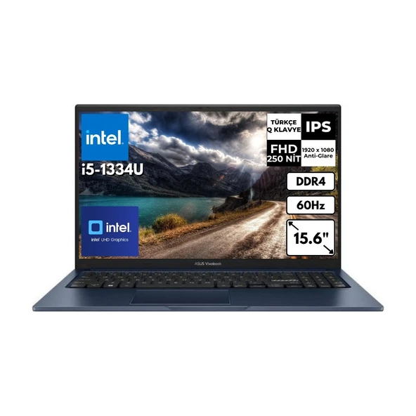 Asus Vivobook 15 İ5-1334U 15.6" 8 GB 512 GB SSD UHD Graphics 15.6" Fhd Windows 11 Pro Notebook X1504VA-NJ2404AT42 ürün görseli 1