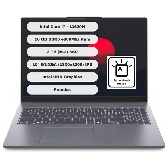 Lenovo Ideapad Slim 3 16IRH10 GTI2TB Intel Core I7 13620H 16GB 2tb SSD Freedos 16" Fhd 83K2001VTR ürün görseli 1