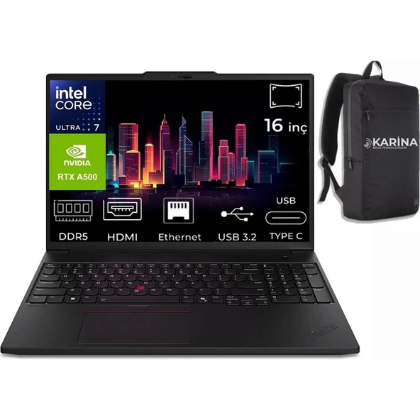 Lenovo Thinkpad Mws P16S V3 Ultra7 155H 21KS0000TX-00 24GB 512GB RTXA500 Windows 11 Pro 16" Wuxga Taşınabilir Iş Istasyonu ürün görseli 1