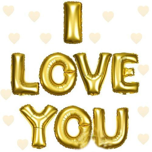 I Love You Folyo Balon Altın Renk 35 CM ürün görseli 1