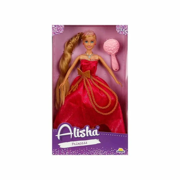 0835 SUN-RST-SIS-MNK Alisha Prenses Uzun Saçlı Aksesuarlı Bebek Set 29 cm 3renk -Sunman ürün görseli 1