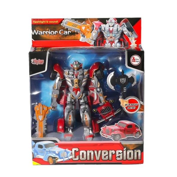 HW-668-1-2 Işıklı Dönüşebilen Robot Araba -Vardem - Resim 2