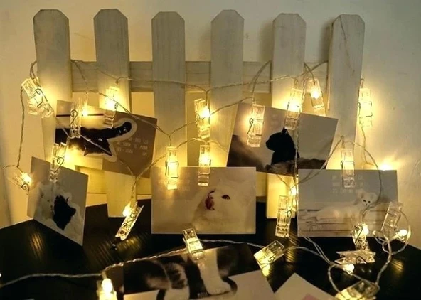10'lu Led Işıklı Fotoğraf Mandalları - Resim 3