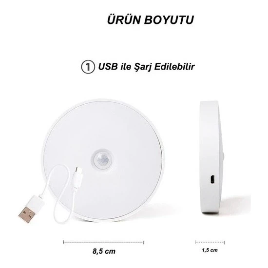 Şarjlı Sensörlü Gece Led Lambası Egonex - Resim 3