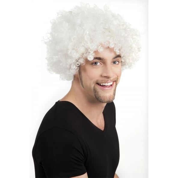 Beyaz Renk Kıvırcık Afro Bonus Peruk ürün görseli 1