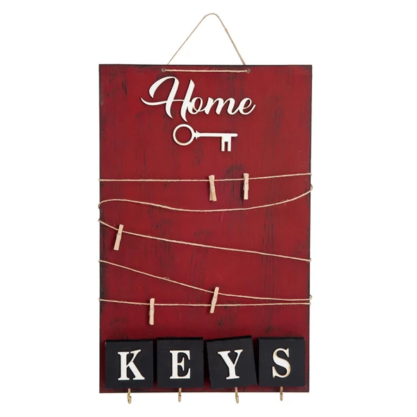 Dekoratif Home Keys Ahşap Resimlik Ve Notluk (kırmızı) ürün görseli 1