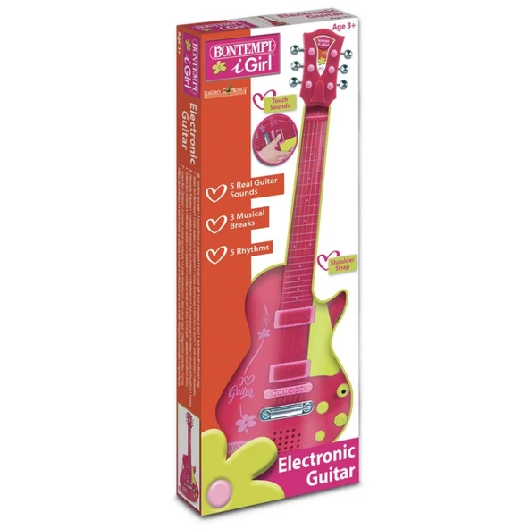 Elektronik Tuşlu ve Telli Askılı Pembe Gitar - Resim 2