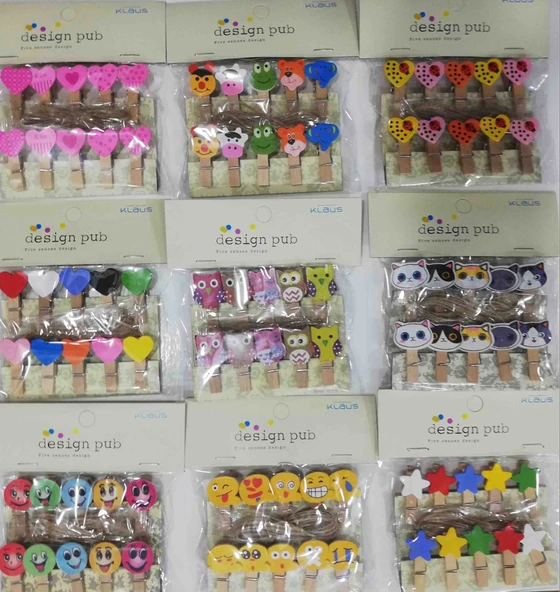 10'lu Şekilli Ahşap Mandallar 3.5cm (10'lu Set-10 Paket) ürün görseli 1