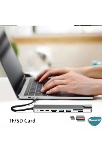 Type-c To Hdtv Multifunction Adapter 8 Port Kablo - Resim 3