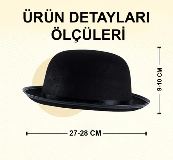 Stil Çocuk Şapkası – Siyah Melon Parti Şapkası ürün görseli 1