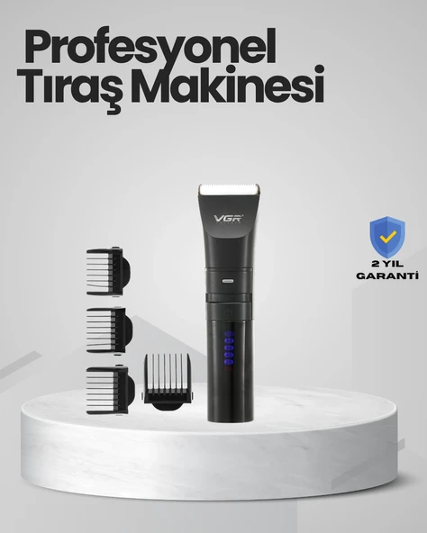 Şarjlı Tıraş Makinesi –dijital Ekranlı, Hızlı Şarjlı, Profesyonel Kesim Seti ürün görseli 1