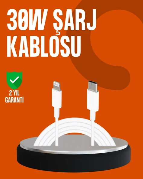 30w Type-c Lightning Hızlı Şarj Kablosu 1.2m İphone Uyumlu ürün görseli 1