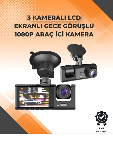 3 Kameralı Dashcam Sistem – Geri Görüş Yardımı, Park Koruması Ve G-sensör ürün görseli 1