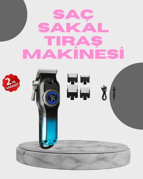 Profesyonel Saç Kesme Makinesi – 2000 Mah Şarjlı, Lcd Ekranlı ürün görseli 1