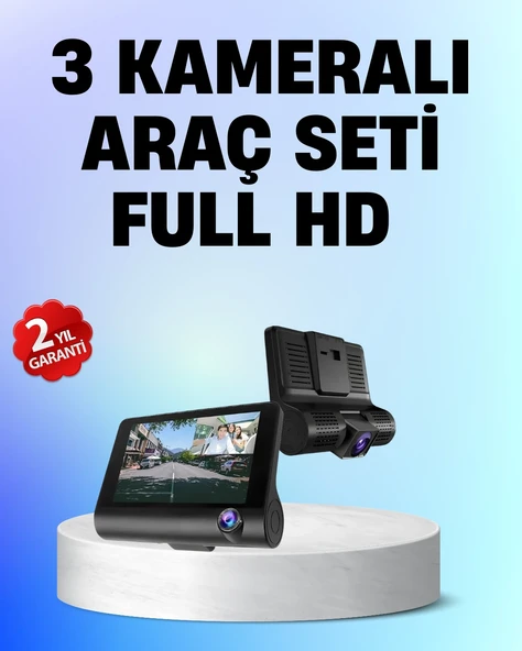 Full Hd 1080p 3 Kameralı Araç Dvr – Gece Görüşlü Ve G-sensörlü Güvenlik Çözümü ürün görseli 1