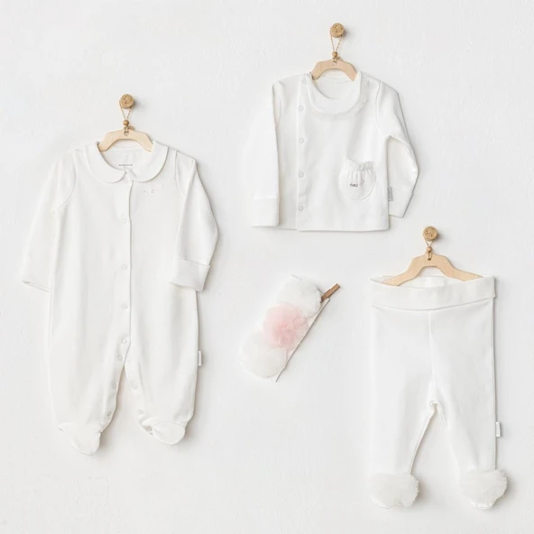 AC24501 Petit Love Newborn Tüllü 4 Parça Set Ekru ürün görseli 1