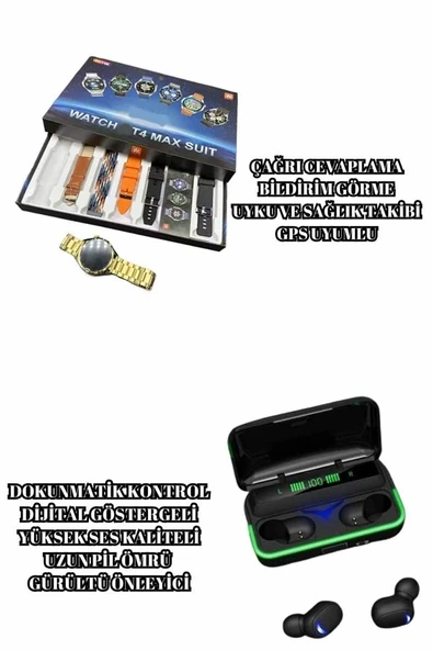 Powerbank Bluetooth Kulaklık Ve Akıllı Saat 7 Kordonlu Metal Kordon Plastik Kordon ürün görseli 1
