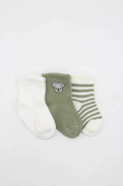 Koala Boy 3'lü Penye Soket Çorap 10133 Ekru - Resim 2