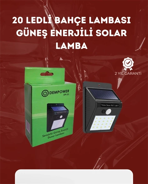Su Geçirmez 20 Led Solar Aydınlatma | Dış Mekan İçin Pır Hareket Sensörü İle Akıllı Işık ürün görseli 1
