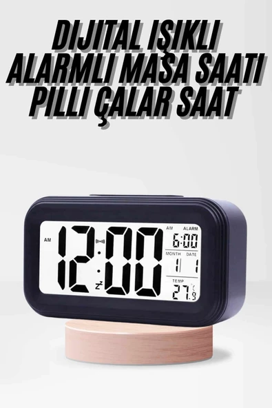 Dijital Işıklı Alarmlı Çalışma Masası Ekran Pilli Çalar Saat ürün görseli 1