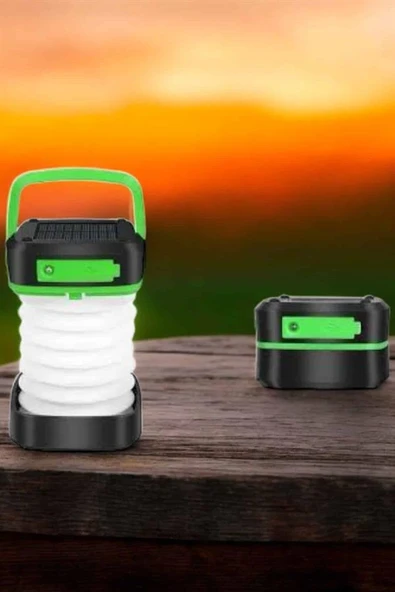 Katlanabilir Kamp Lambası Solar Fener Görünümlü 3 Kademeli Şarjlı ürün görseli 1