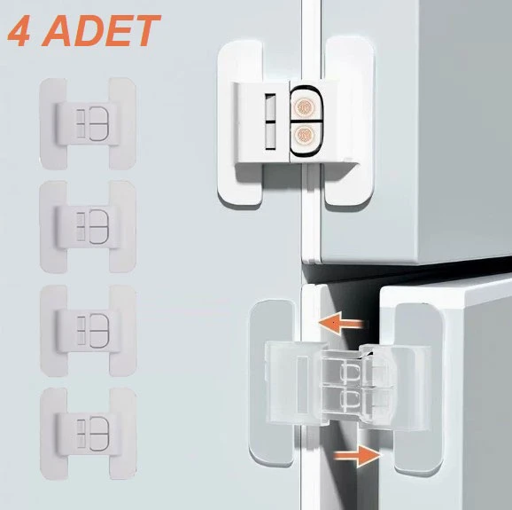 4 Adet Buzdolabı, Çekmece ve Dolap Kapağı Çocuk Kilidi ürün görseli 1