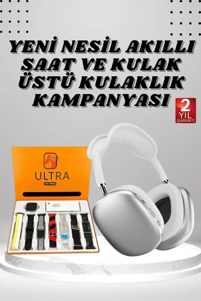 Kulak Üstü P9 Kablosuz Bluetooth Kulaklık Ve 7 Kordonlu Akıllı Saat ürün görseli 1