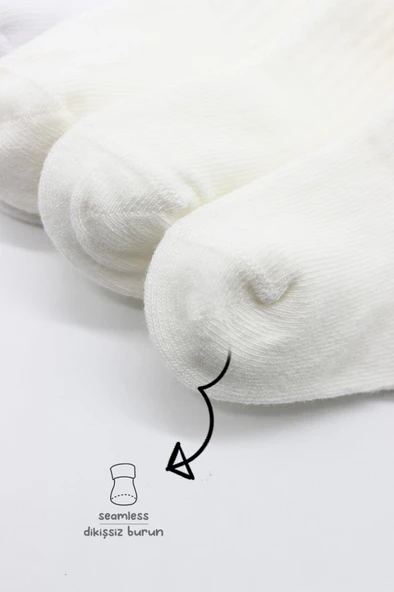 6'Lı Basic Penye Soket Çorap 10101 Ekru - Resim 4