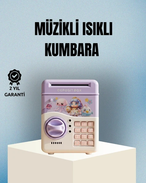 Işıklı Sesli Şifreli Otomatik Para Çeken Kumbara Mor ürün görseli 1