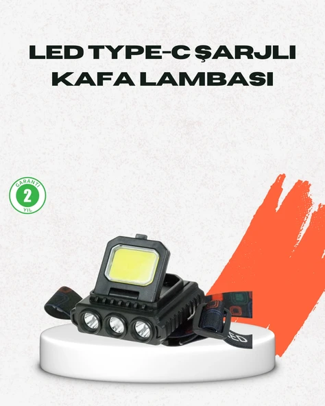 Usb Şarjlı Kafa Feneri 800 Lumen Ayarlanabilir Cob Ve Xpe Led ürün görseli 1