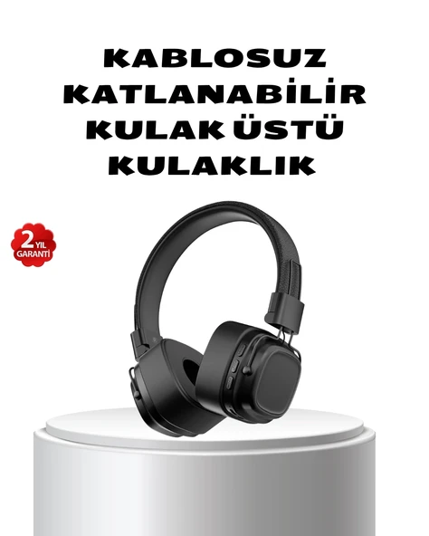 Kablosuz Kulak Üstü Bluetooth Kulaklık Güçlü Bas Ve Katlanabilir Tasarım ürün görseli 1