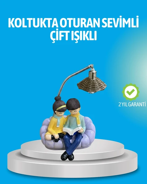 Romantik Çift Figürlü Okuyan Çift Masa Lambası Dekoratif Led Aydınlatma ürün görseli 1