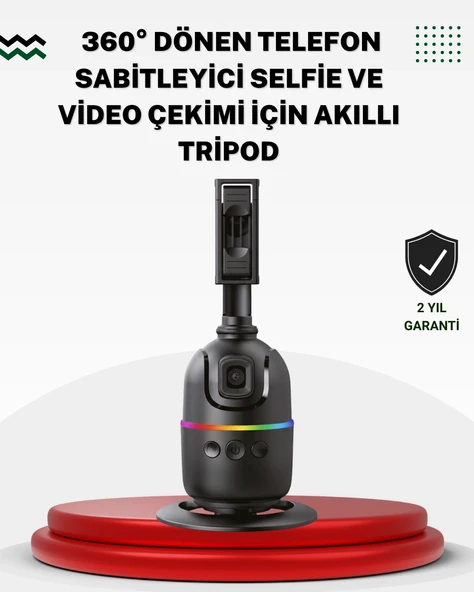 Sosyal Medya İçerikleri İçin Otomatik Yüz Takipli 360° Döner Gimbal Stand ürün görseli 1