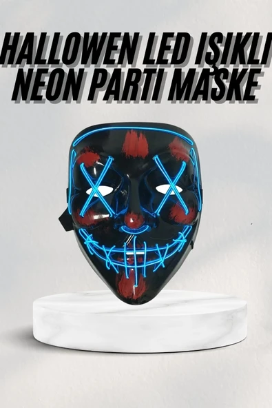 Led Işıklı Neon Maske Cadılar Bayramı Maskesi Korkunç Korku Maskesi ürün görseli 1
