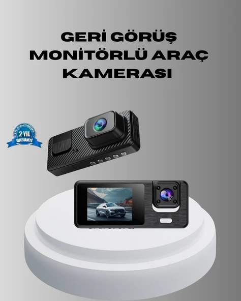 Park Modlu 3 Kameralı Araç Kayıt Cihazı 1080p Ön Kamera 2’’ Ekran ürün görseli 1