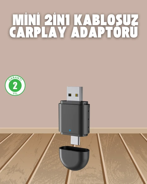 Kablosuz Carplay Adaptörü – Usb-a & Type-c Uyumlu Hızlı Bağlantı Cihazı ürün görseli 1