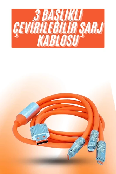 Çoklu Şarj Kablosu Usb Type-c İos Uyumlu 120w Hızlı Şarj Kablosu ürün görseli 1