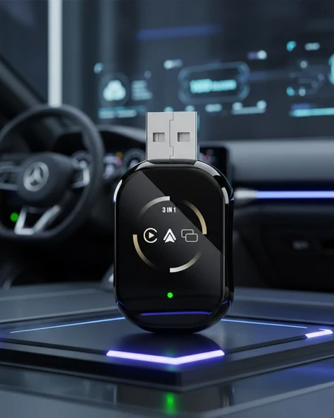 Kablosuz Carplay Ve Android Auto Adaptörü Tak Çalıştır Kullanım ürün görseli 1