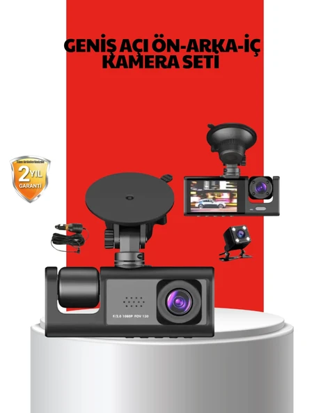 170° Geniş Açı Ön-arka-iç Kamera Seti – Tam Kapsamlı Araç Güvenliği ürün görseli 1