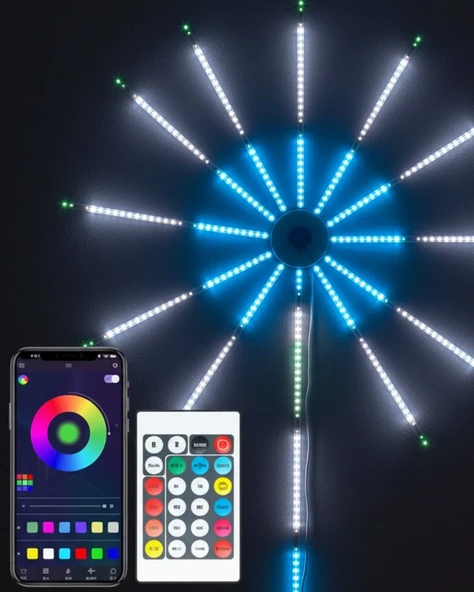 Rgb Led Duvar Dekoru Sökülebilir Kollu Havai Fişek Işık Sistemi ürün görseli 1