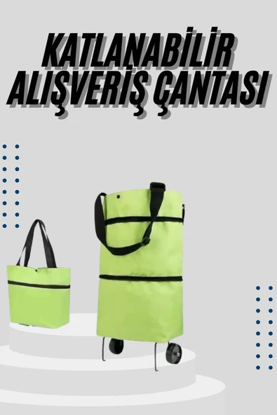 Katlanabilir Tekerlekli Çantalı Çarşı Pazar Arabası Alışveriş Çantası Piknik Çantası ürün görseli 1