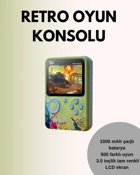 Tv Bağlantılı 500 Oyunlu Mini Gameboy Konsol ürün görseli 1