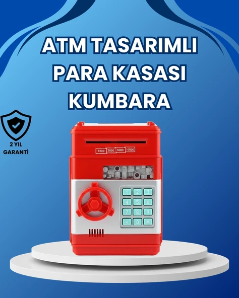 Kırmızı Atm Tasarımlı Şifreli Para Kasası Kumbara ürün görseli 1