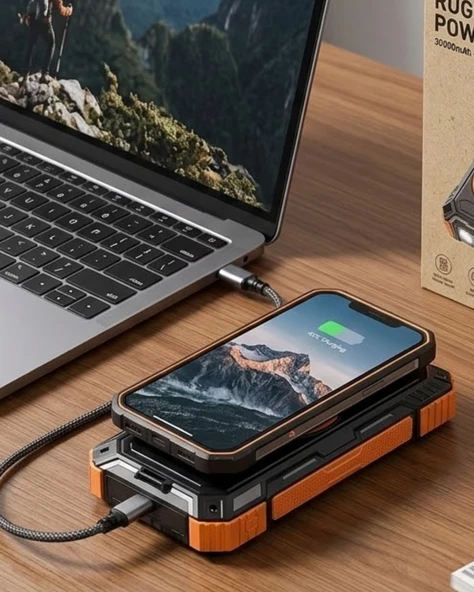 20000 Mah Powerbank Güneş Enerjili Kablosuz Şarj Hızlı Şarj Taşınabilir Batarya (kopya) ürün görseli 1