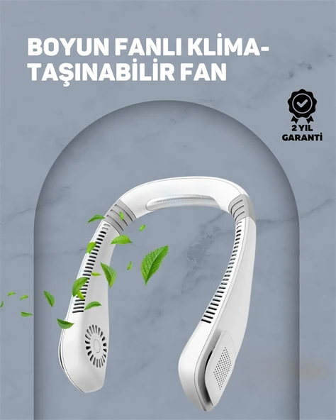 Usb Şarjlı Giyilebilir Fan | 5 Kademeli Rüzgar Hızı, Sessiz Turbo Soğutma, 360° Hava Sirkülasyonu ürün görseli 1