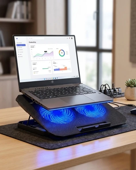 Notebook Soğutucu Fanlı Stand Usb Portlu 8 Kademe Laptop Sehpası ürün görseli 1