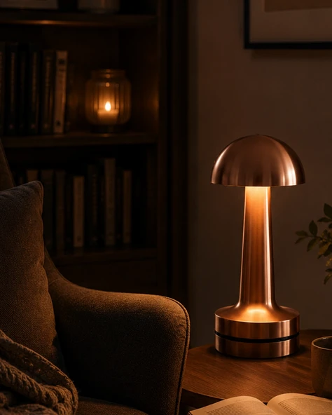 Dokunmatik Mantar Gece Lambası Bronz Led Masa Aydınlatması ürün görseli 1