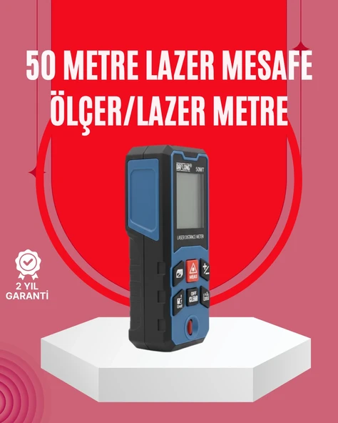 50 Metre Lazer Ölçüm Cihazı Alan Ve Mesafe Hesaplama ürün görseli 1