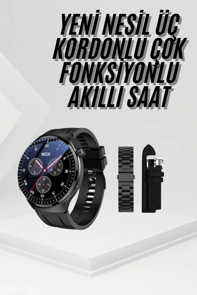 Amoled Ekran Metal Deri Silikon Kordonlu Uyku Ve Sağlık Takibi ürün görseli 1