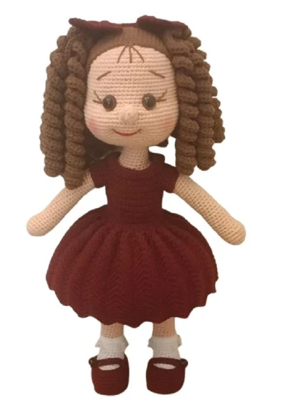 Vişne Güzeli Kıvırcık Saçlı Karnaval Bebek Amigrumi Organik Oyuncak ürün görseli 1